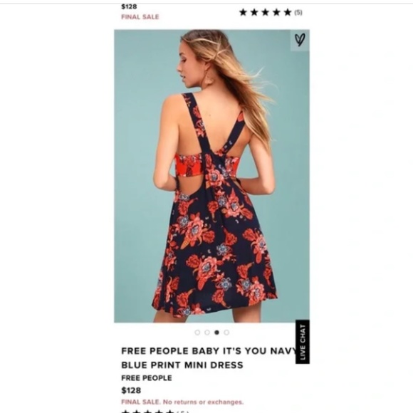 $128 FREE PEOPLE FLORAL PRINT V-NECK MINI-DRESS NA - Picture 3 of 15